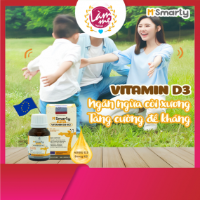 Vitamin D3 K2-Mk7 MSmarty Giúp Hấp Thu Canxi, Tăng Chiều Cao, Chống Còi Xương Cho Trẻ Từ Sơ Sinh