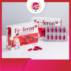 Viên Sắt bầu Fe - Feron, Viên sắt hỗ trợ ngăn ngừa thiếu máu không gây táo bón cho bà bầu và mẹ sau 